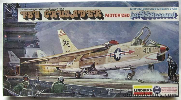 Lindberg 1/48 F8U Crusader Crusader Motorized - With Jet Sound - (F-8U / F-8A), 2507M plastic model kit